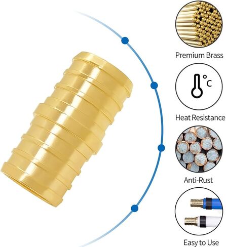 Hooshing 10PCS 1/2 Inch Straight Coupling PEX Fitting Soild Brass Barb Crimp For PEX Pipe Hose Fittings in Saudi Arabia