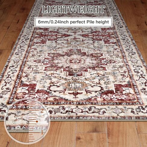 Seesing 2.6'x8' Non Slip Runner Rugs - Runners for hallways, Kitchen,Entryway,Stain Resistant Machine Washable Rugs for Bedroom, Indoor Vintage Area Rugs (Red,2.6'x8') in Saudi Arabia