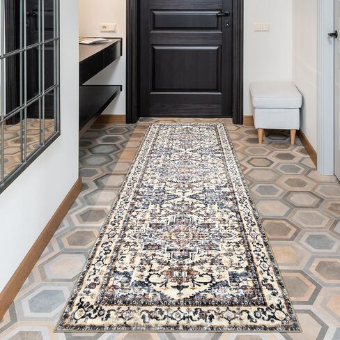 Seesing 2.6'x8' Non Slip Runner Rugs - Runners for hallways, Kitchen,Entryway,Stain Resistant Machine Washable Rugs for Bedroom, Indoor Vintage Area Rugs (Red,2.6'x8') in Saudi Arabia