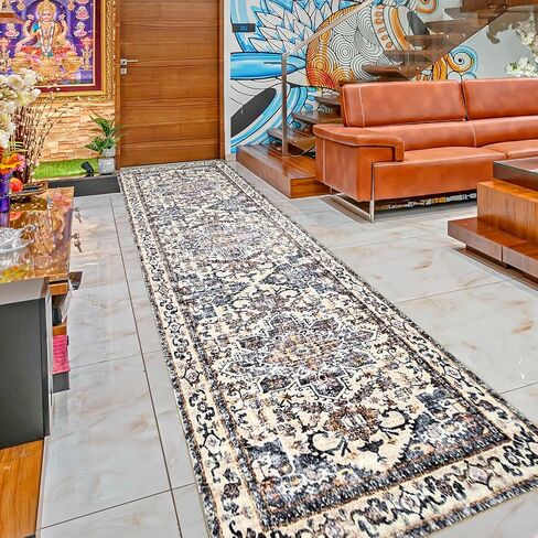 Seesing 2.6'x8' Non Slip Runner Rugs - Runners for hallways, Kitchen,Entryway,Stain Resistant Machine Washable Rugs for Bedroom, Indoor Vintage Area Rugs (Red,2.6'x8') in Saudi Arabia