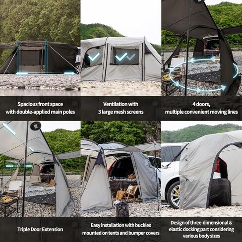 خيمة IDOOGEN SUV، خيمة تخييم متعددة الاستخدامات، قابلة للتوسيع الثلاثي، مقاومة للماء، تناسب أنواع المركبات المختلفة، مثالية للتخييم العائلي والتجمعات الخارجية، بني in Kuwait