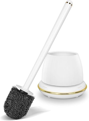 Toilet Brush and Holder Set, Toilet Bowl Brush with Long Handle, Easy to Assemble of Compact Toilet Scrubber, Gold Toilet Brush Set with No Leaks Have Vent, A Stylish Bathroom Accessories. U in Saudi Arabia