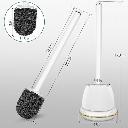 Toilet Brush and Holder Set, Toilet Bowl Brush with Long Handle, Easy to Assemble of Compact Toilet Scrubber, Gold Toilet Brush Set with No Leaks Have Vent, A Stylish Bathroom Accessories. U in Saudi Arabia