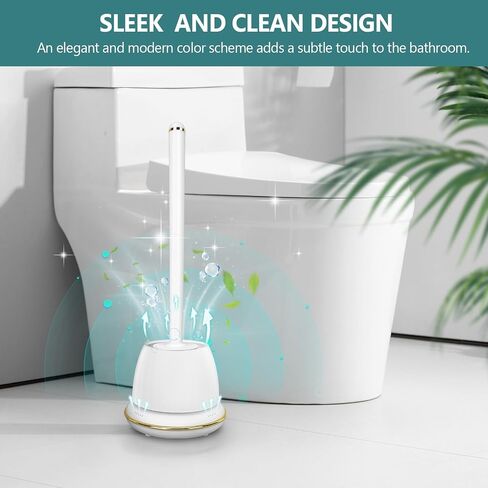 Toilet Brush and Holder Set, Toilet Bowl Brush with Long Handle, Easy to Assemble of Compact Toilet Scrubber, Gold Toilet Brush Set with No Leaks Have Vent, A Stylish Bathroom Accessories. U in Saudi Arabia