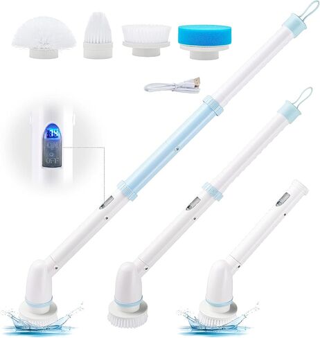 Electric Spin Scrubber, Vuitte Cordless Cleaning Brush with Adjustable Extension Arm 4 Replaceable Cleaning Heads, Power Shower Scrubber for Bathroom, Tub, Tile, Floor in Saudi Arabia