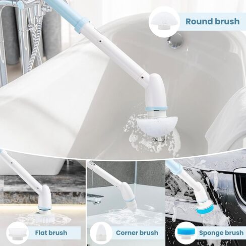 Electric Spin Scrubber, Vuitte Cordless Cleaning Brush with Adjustable Extension Arm 4 Replaceable Cleaning Heads, Power Shower Scrubber for Bathroom, Tub, Tile, Floor in Saudi Arabia