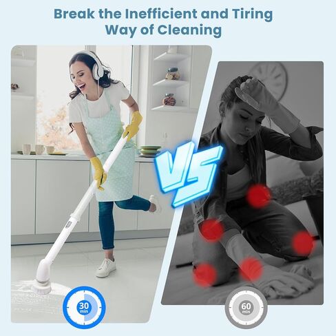 Electric Spin Scrubber, Vuitte Cordless Cleaning Brush with Adjustable Extension Arm 4 Replaceable Cleaning Heads, Power Shower Scrubber for Bathroom, Tub, Tile, Floor in Saudi Arabia