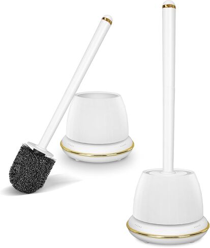Toilet Brush and Holder Set, Toilet Bowl Brush with Long Handle, Easy to Assemble of Compact Toilet Scrubber, Gold Toilet Brush Set with No Leaks Have Vent, A Stylish Bathroom Accessories. U in Saudi Arabia