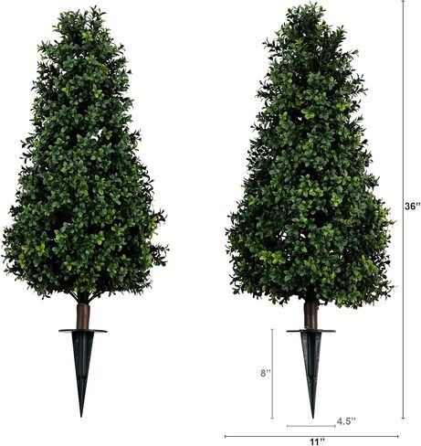 Nearly Natural 2.5ft. UV Resistant Artificial Boxwood Plant with Integrated Ground Stake (Indoor/Outdoor) - Set of 2 in Saudi Arabia