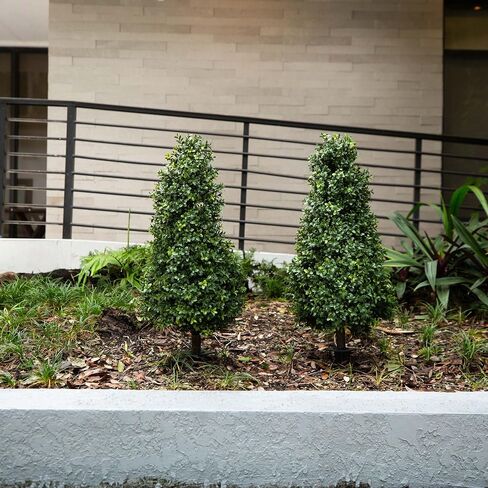 Nearly Natural 2.5ft. UV Resistant Artificial Boxwood Plant with Integrated Ground Stake (Indoor/Outdoor) - Set of 2 in Saudi Arabia