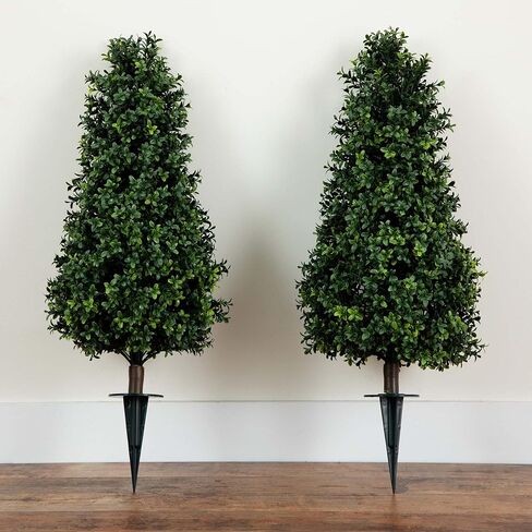 Nearly Natural 2.5ft. UV Resistant Artificial Boxwood Plant with Integrated Ground Stake (Indoor/Outdoor) - Set of 2 in Saudi Arabia