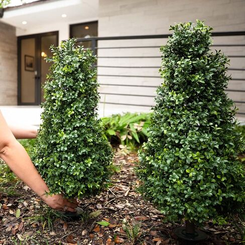 Nearly Natural 2.5ft. UV Resistant Artificial Boxwood Plant with Integrated Ground Stake (Indoor/Outdoor) - Set of 2 in Saudi Arabia