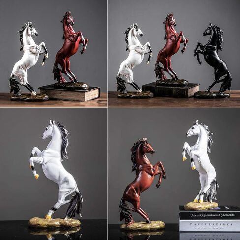 H&W 13.8''H Standing Horse Resin Statue, Horse Art Figurine Decorative Home & Office Decor Ornaments for Desk Bookshelf Wine Cabinet to Attract Luck and Wealth (Golden) in Saudi Arabia