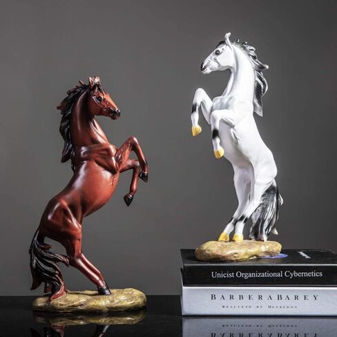 H&W 13.8''H Standing Horse Resin Statue, Horse Art Figurine Decorative Home & Office Decor Ornaments for Desk Bookshelf Wine Cabinet to Attract Luck and Wealth (Golden) in Saudi Arabia