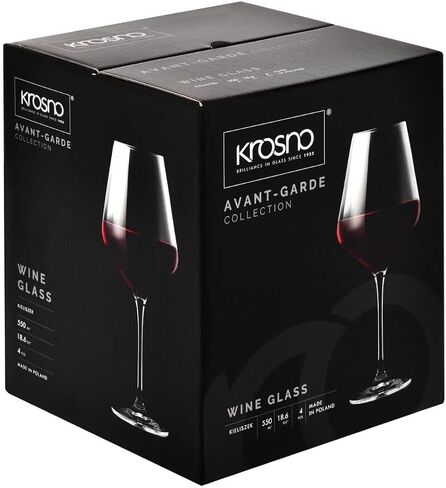 مجموعة كؤوس النبيذ الأحمر الكلاسيكية من كروسنو مكونة من 6 قطع، 16.6 أونصة، مجموعة Avant-Garde، حافة طويلة من الزجاج الكريستالي رفيعة وجذع طويل أنيق فريد من نوعه، آمن للاستخدام في غسالة الأطباق، صنع في أوروبا in Kuwait