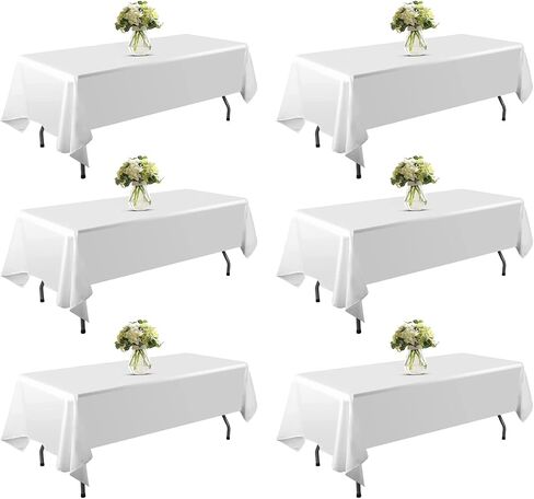 White Tablecloth 60 x 102 Inch - 6 Pack Rectangular Tablecloth, Washable Tablecloth, Rectangular Tablecloth for 6-Foot Table, Wedding, Party, Banquet in Saudi Arabia