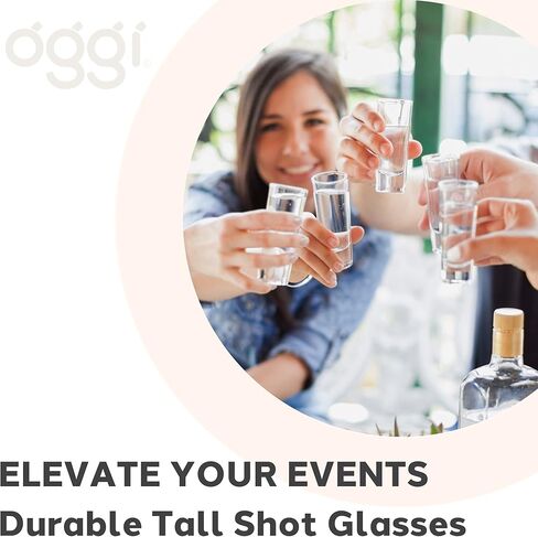 Oggi Tall Shot Glasses w/Heavy Base, Set 6 - Real Glass Shot Glass Set, Cool & Classic Design Ideal Groomsmen Gifts, Tequila Shot Glasses, Bachelor Party Favors for Men - 2oz / 59ml in Kuwait