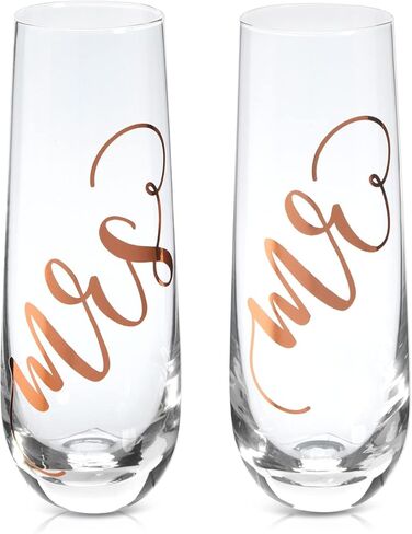 Juvale Set of 2 Mr and Mrs Champagne Toasting Flutes for Bride and Groom, His and Hers Wedding Day Glasses for Newlyweds, Engagement, Wedding and Bridal Shower Gifts (Rose Gold, 10oz) in Saudi Arabia