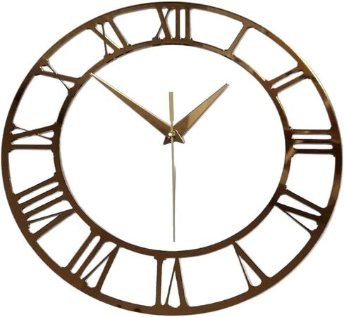 11.81 Inch (30cm) Gold Classic Clock Face with Clock Hands for Resin, Crafts, DIY, Round Mirror Acrylic Clock Dial Plate with Roman Numerals in Saudi Arabia