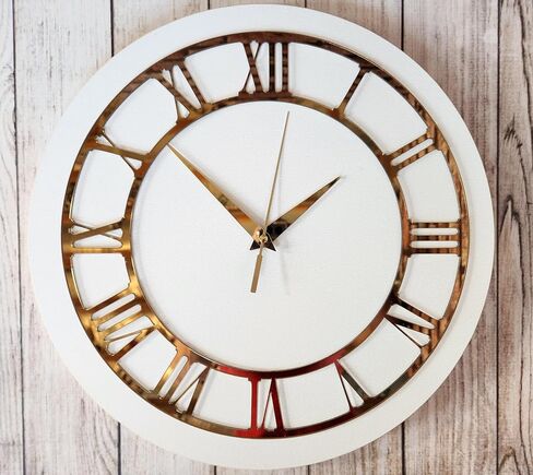 11.81 Inch (30cm) Gold Classic Clock Face with Clock Hands for Resin, Crafts, DIY, Round Mirror Acrylic Clock Dial Plate with Roman Numerals in Saudi Arabia