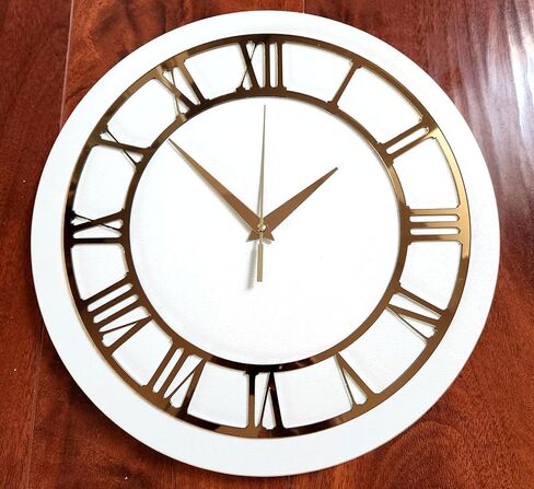 11.81 Inch (30cm) Gold Classic Clock Face with Clock Hands for Resin, Crafts, DIY, Round Mirror Acrylic Clock Dial Plate with Roman Numerals in Saudi Arabia