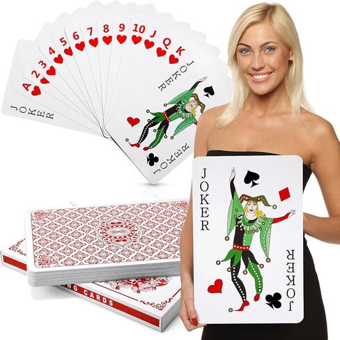 Cholemy Jumbo Playing Cards 11 x 17 Inches Giant Deck of Cards Large Print Playing Cards Oversized Full Deck Cards for Kids Adults Game, Party Decorations in Saudi Arabia