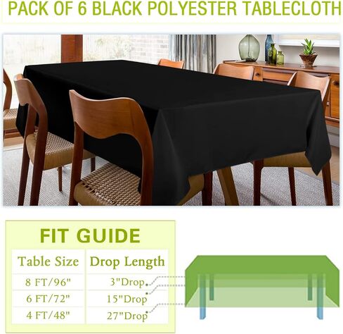 White Tablecloth 60 x 102 Inch - 6 Pack Rectangular Tablecloth, Washable Tablecloth, Rectangular Tablecloth for 6-Foot Table, Wedding, Party, Banquet in Saudi Arabia