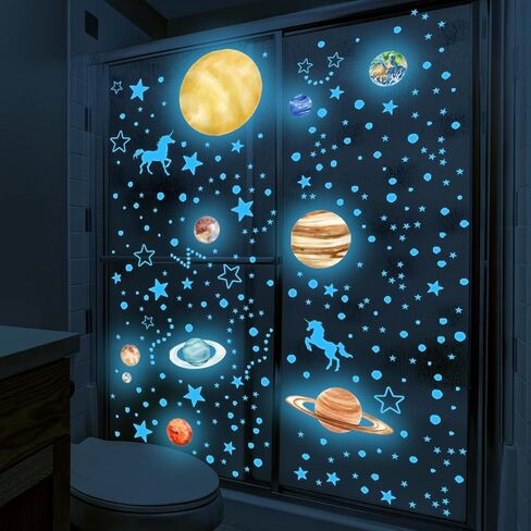 يتوهج في الظلام نجوم للسقف غالاكسي جدار الشارات ديكور غرفة الفضاء للبنين النظام الشمسي ملصقات الحائط الفضاء الخارجي لديكورات الفصول الدراسية in Kuwait