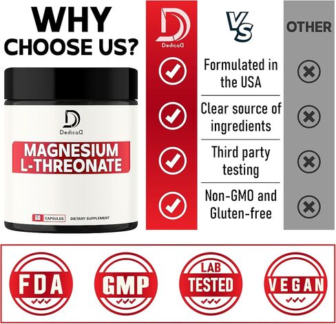 عبوتان تحتويان على 60 كبسولة - 2000 مجم من كبسولات مغنيسيوم إل-ثريونات - 144 مجم من المغنيسيوم الأولي لكل وجبة in Kuwait