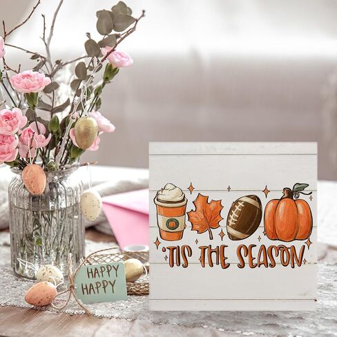 Pumpkin Decor Wooden Signs - Tis the Season Wooden Signs, Rustic Fall Decorations for Home, Fall Decorations Indoor, Fall Room Decor in Saudi Arabia