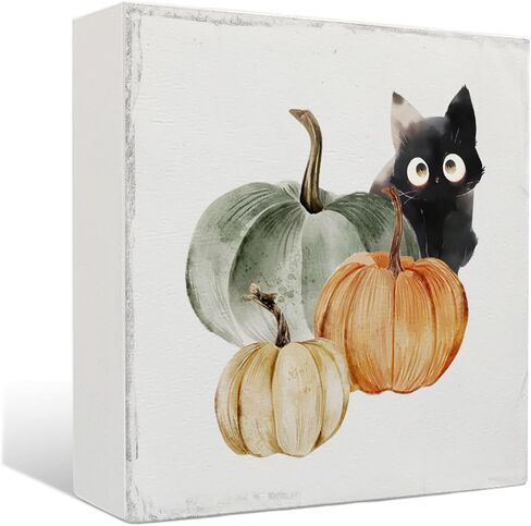 Fall Signs Room Decor - Farmhouse Octobers Fall Wooden Signs, Autumn Thanksgiving Wooden Sign, Fall Room Decor, Fall Decorations for Home, 5 X 5 Inches in Kuwait