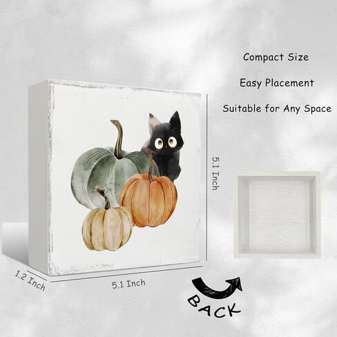 Fall Signs Room Decor - Farmhouse Octobers Fall Wooden Signs, Autumn Thanksgiving Wooden Sign, Fall Room Decor, Fall Decorations for Home, 5 X 5 Inches in Kuwait