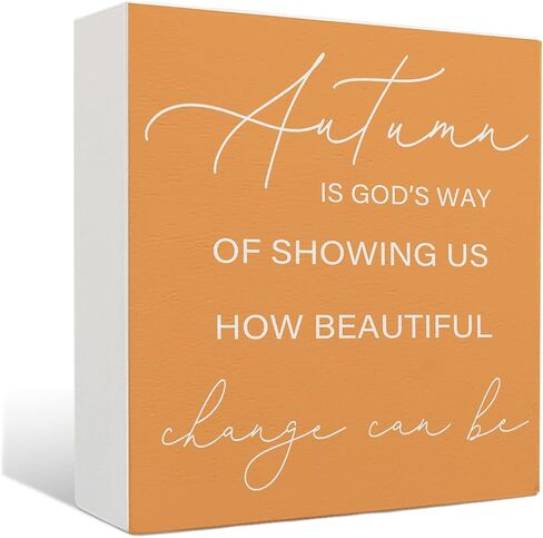 Fall Signs Room Decor - Farmhouse Octobers Fall Wooden Signs, Autumn Thanksgiving Wooden Sign, Fall Room Decor, Fall Decorations for Home, 5 X 5 Inches in Kuwait