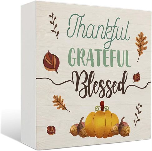 Fall Signs Room Decor - Farmhouse Octobers Fall Wooden Signs, Autumn Thanksgiving Wooden Sign, Fall Room Decor, Fall Decorations for Home, 5 X 5 Inches in Kuwait