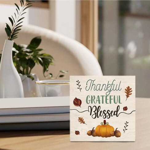 Fall Signs Room Decor - Farmhouse Octobers Fall Wooden Signs, Autumn Thanksgiving Wooden Sign, Fall Room Decor, Fall Decorations for Home, 5 X 5 Inches in Kuwait