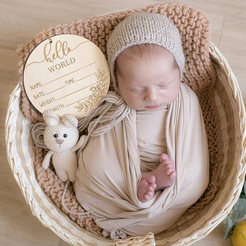 لافتة إعلان ZIEYOMI-Baby، لافتة خشبية لاسم الطفل للحضانة، لافتة Hello World لحديثي الولادة، لافتة إعلان الولادة للمستشفى، لوحة إعلان ترحيب بالطفل من أجل دعامة الصور لحفلة استقبال الطفل - أبيض in Saudi Arabia