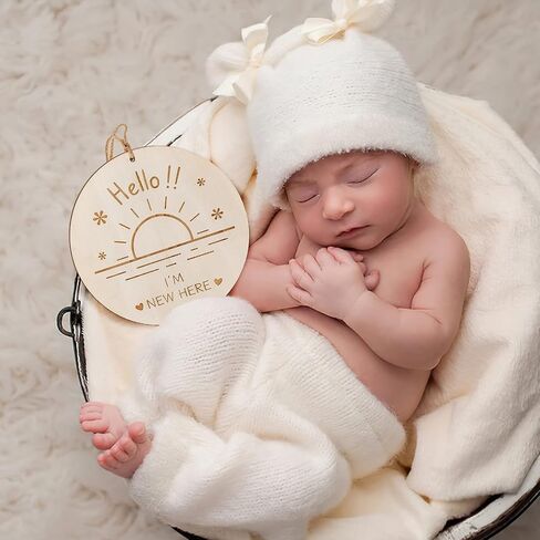 لافتة إعلان ZIEYOMI-Baby، لافتة خشبية لاسم الطفل للحضانة، لافتة Hello World لحديثي الولادة، لافتة إعلان الولادة للمستشفى، لوحة إعلان ترحيب بالطفل من أجل دعامة الصور لحفلة استقبال الطفل - أبيض in Saudi Arabia