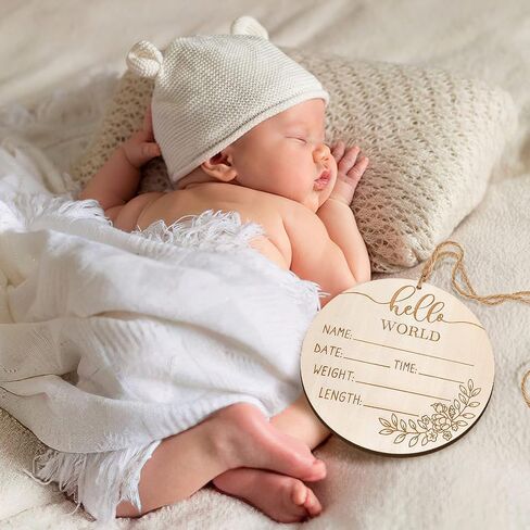 لافتة إعلان ZIEYOMI-Baby، لافتة خشبية لاسم الطفل للحضانة، لافتة Hello World لحديثي الولادة، لافتة إعلان الولادة للمستشفى، لوحة إعلان ترحيب بالطفل من أجل دعامة الصور لحفلة استقبال الطفل - أبيض in Saudi Arabia