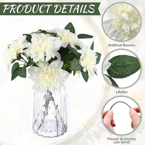 XunYee 50 Pack Artificial Wedding Dahlia Flowers Bulk Silk Dahlias with Stems and Green Leaves Fake Flora Decoration Faux Dahlia Bouquets for DIY Bridal Shower Wedding Party(Wine Red) in Saudi Arabia