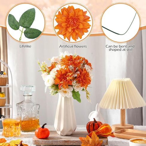 XunYee 50 Pack Artificial Wedding Dahlia Flowers Bulk Silk Dahlias with Stems and Green Leaves Fake Flora Decoration Faux Dahlia Bouquets for DIY Bridal Shower Wedding Party(Wine Red) in Saudi Arabia