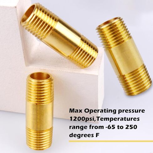 1/4" Brass Nipple Pipe Fittings,1/4" NPT x 1/4" NPT Male Thread Extender Straight Connector, 1-1/2" Length 1000psi (2 Pack) in Kuwait