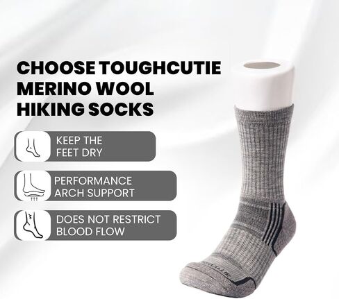 Women's Merino Wool Hiker Crew Socks, Moisture-Wicking, Durable, Perfect for Hiking and Camping in Saudi Arabia