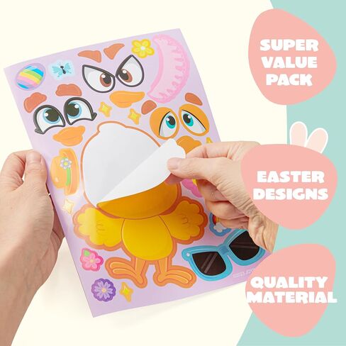 JOYIN 24 PCS Easter Mix and Match Make a Face Animal Stickers with Easter Egg Themed Pig, Bunny, Chicken, Cow, Sheep, Duck Party Favor Supplies, Art and Craft in Saudi Arabia