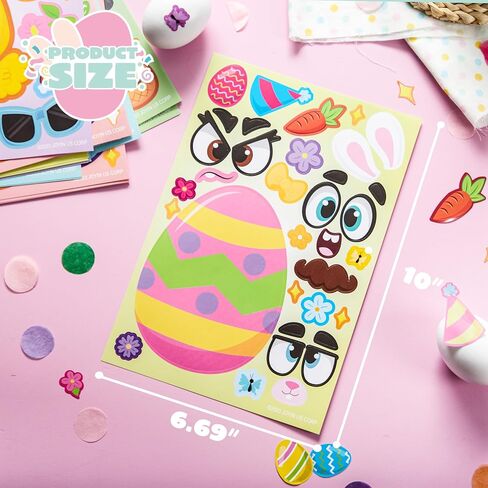 JOYIN 24 PCS Easter Mix and Match Make a Face Animal Stickers with Easter Egg Themed Pig, Bunny, Chicken, Cow, Sheep, Duck Party Favor Supplies, Art and Craft in Saudi Arabia