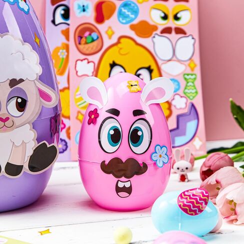 JOYIN 24 PCS Easter Mix and Match Make a Face Animal Stickers with Easter Egg Themed Pig, Bunny, Chicken, Cow, Sheep, Duck Party Favor Supplies, Art and Craft in Saudi Arabia