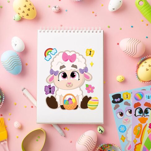 JOYIN 24 PCS Easter Mix and Match Make a Face Animal Stickers with Easter Egg Themed Pig, Bunny, Chicken, Cow, Sheep, Duck Party Favor Supplies, Art and Craft in Saudi Arabia
