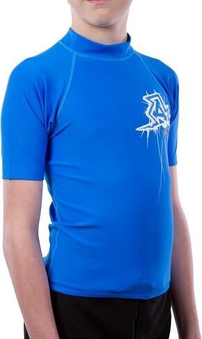 XCEL Boy's 4-Way Stretch Fabric Short Sleeve Rashguard, Deep Red/Deep Red-White Floral in Saudi Arabia