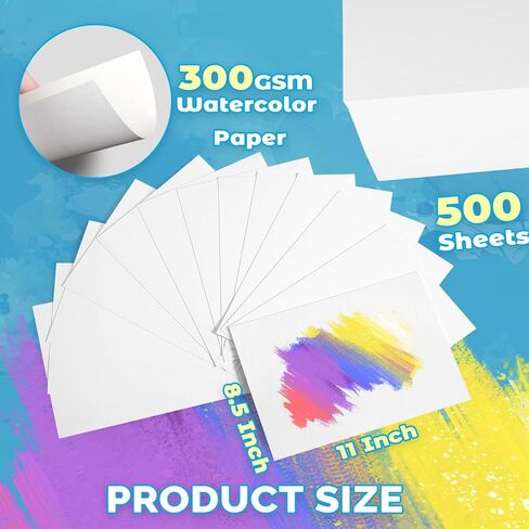 TOUNALKER 500 Pcs Watercolor Paper Bulk, White Cold Press Paper 300 GSM Watercolor Paper Pad Sketch Art Painting Paper for Kids Watercolorist Academy Students Beginning Drawing in Saudi Arabia