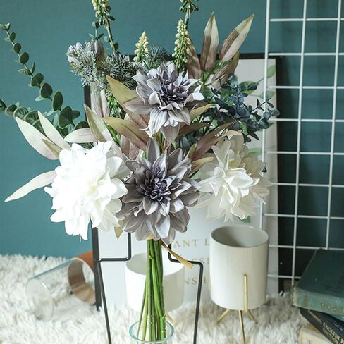 Artificial Silk Flowers for Home Decor and Wedding, Faux Flower Dining Table Centerpiece. Artificial Plants Dahlia Flower Arrangement. Silk Flowers for Decoration in Kuwait