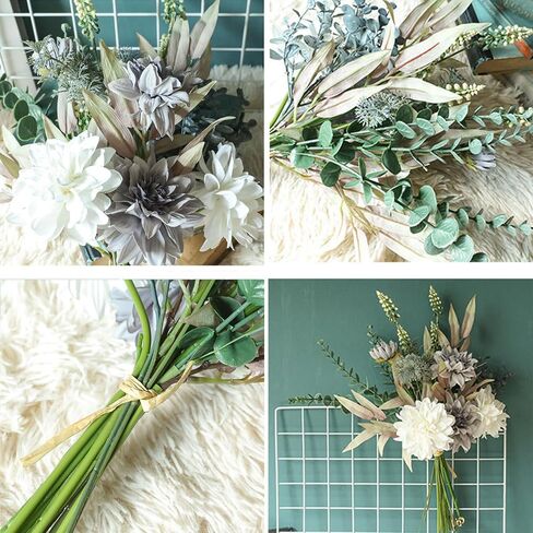 Artificial Silk Flowers for Home Decor and Wedding, Faux Flower Dining Table Centerpiece. Artificial Plants Dahlia Flower Arrangement. Silk Flowers for Decoration in Kuwait